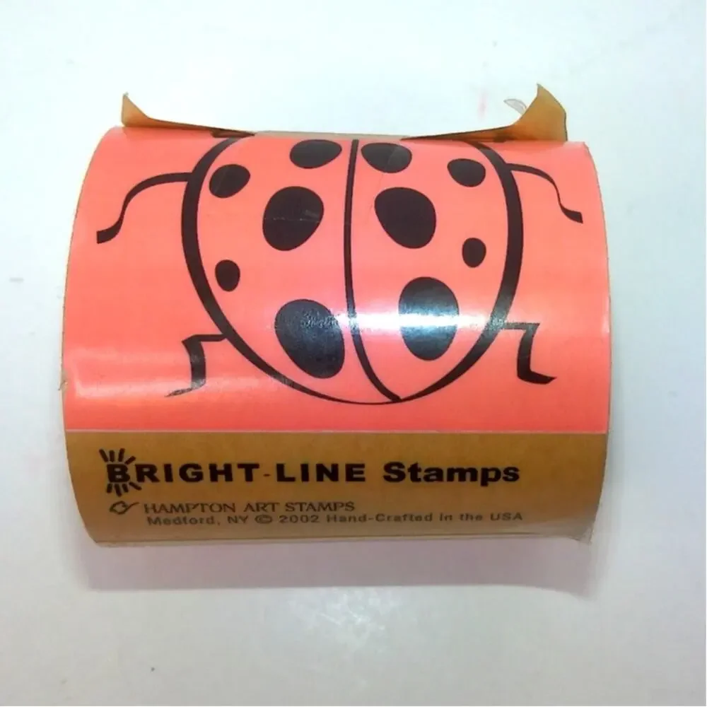 Vintage Hampton Arts Bright Line Stamps Lady Luck Ladybug Stickers Roll